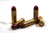 One clear smoke ammo box 45 Colt 200gr coated LRN reloads. Count 100.