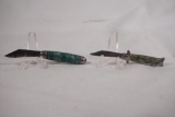 Two small Hammer Brand single blade key ring and pocket knives. Used. Made from 1945 to 1955.