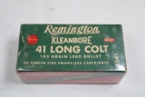 One box of Remington 41 Long Colt 195 gr, new old stock, 50 count