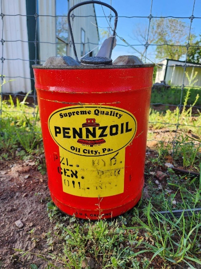 Five gal metal Pennzoil can. Used.