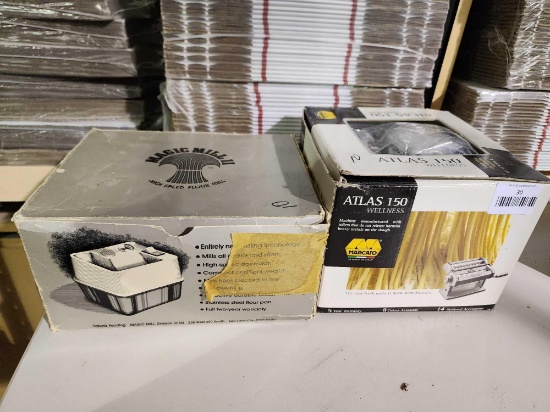 One MegaMill high speed flour mill and, one Marcato pasta noodle machine. Both new in boxes.