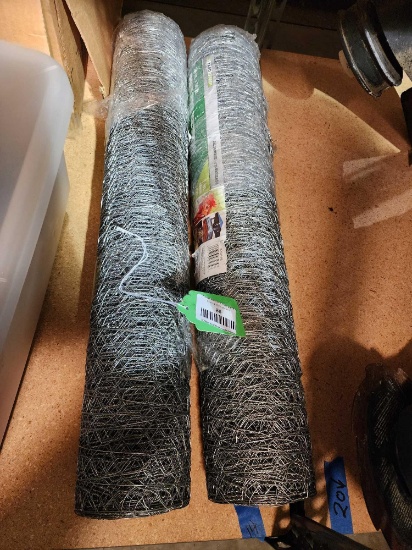 Two rolls of 1" chicken wire. 24" x 50 ft. New.