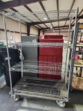 All steel 4 shelf roll storage. Used, in good condition. 48