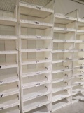 Fifty white plastic stacking bins