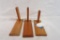 Three wood automatic pistol display stands