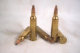 Two boxes of Remington 22-250, 55 gr PSP, one full, one partial, count 32, and one box of fired