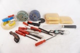 Miscellaneous items, pin remove blocks, jag and brushes in cases, etc.