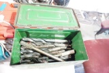 One military ammo box with industrial drill bits for drill press.