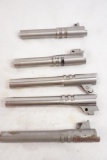 Five 1911 barrels, one Ed Brown 40 S&W, one S.A. 9MM, one Barsto 45 ACP, one Colt 45 Auto and one