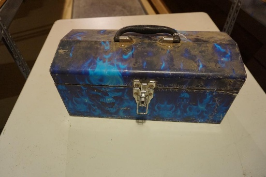 One 16" metal tool box. Used.