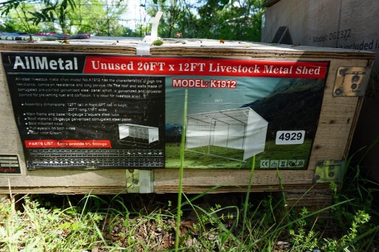 20ft X 12ft steel livestock loafing shed, new in box