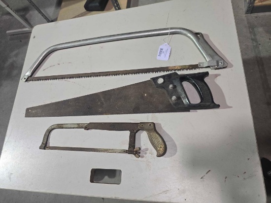 One each, hack saw, bone saw, and hand saw. Used.