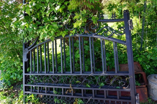Fourteen ft dual swing wrought iron entry gate