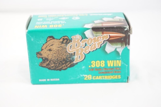 One box of Brown Bear .308 Win 145gr, 20 count
