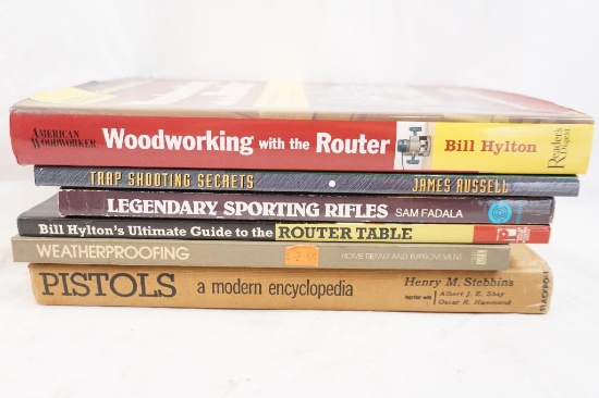 Six books, Woodworking with the Router, Trap Shooting Secrets, Legendary Sporting Rifles, Ultimate