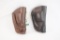 Two Down Under Bison RH leather holsters, one black and one brown, new