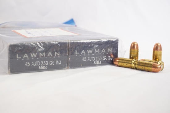 Two boxes of Speer Lawman 45 Auto 230gr TMJ, 100 count total