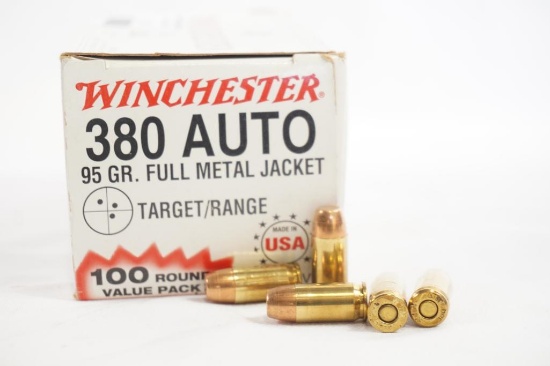 One Winchester range pack 380 Auto 95 gr FMJ, 100 count