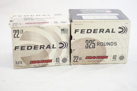 Two boxes of Federal Auto Match 22LR 40 gr, 650 rounds total