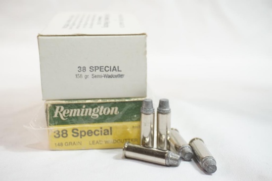 Two boxes of 38 Special, one Remington 148 gr and one Ken's ammo & reloading 158 gr