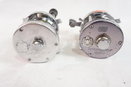 Two Abu Garcia Ambassadeur 5500C baitcasting reels