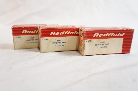 Three pair of Redfield 1" swing over rings, new in box