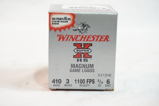 One box of Winchester 410 gauge Super X magnum game loads 3" #6 shot, 25 count