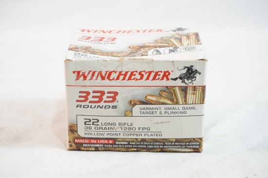 One box Winchester .22 LR 36 gr HP, 333 count