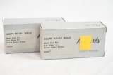 Two sets of Burris Med Std silver safari finish scope mount rings, new in pkg