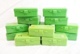 Thirteen plastic handgun ammo boxes