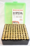 Plastic ammo box with Winchester 38 Special 130 gr FMJ, 100 count