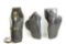 Three black leather holsters