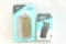 Two F.A.B. Defense Gradus rubberized reduced angle pistol grips, one black and one tan