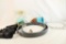 One Macedonian Battle sling new in pkg, one leather belt, four spotting scope shades, etc