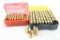 Two plastic ammo boxes of 38 special reloads, 141 loaded and 9 fired brass