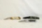 Bag containing three folding pocket knives, One Schrade Scrimshaw with Leopard And 4