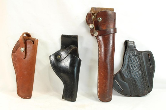 Four leather holsters