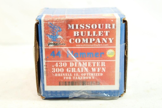 One box of Missouri Bullet Company .44 Hammer 300 gr WFN bullets, approx 350 count