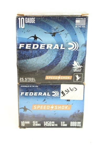 Two boxes of Federal 10 Ga 31/2" steel #BBB. Count 50.