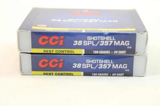 Two boxes of CCI 38 SPL/357 shotshells #9 shot. Count 20.