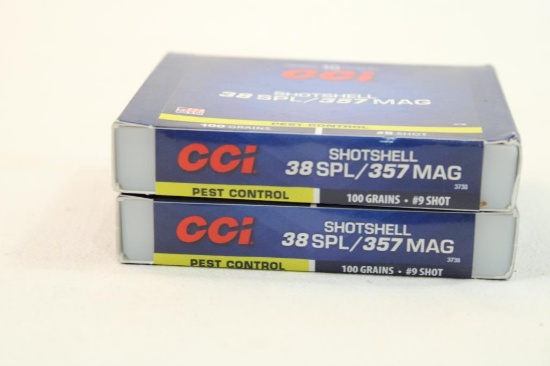 Two boxes of CCI 38 SPL/357 shotshells #9 shot. Count 20.