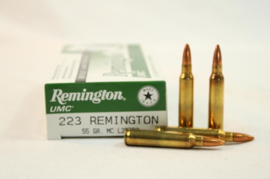 One box of Remington 223 Rem 55 gr FMJ. Count 20.