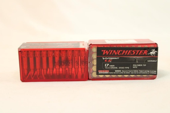 Two boxes of Winchester Varmint 17 HMR 15.5 gr. Count 100.