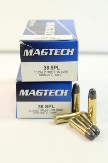 Two boxes of MagTech 38 Spl 158 gr LRN. Count 100.