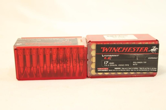 Two boxes of Winchester Varmint 17 HMR 15.5 gr. Count 100.