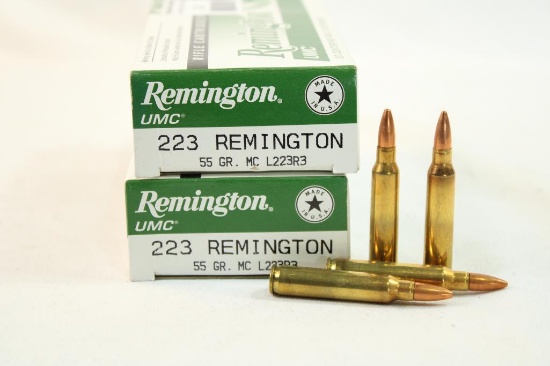 Two boxes of Remington 223 Rem 55 gr FMJ. Count 40.