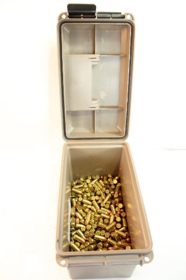 One large brown plastic ammo box of 45 ACP JRN. Count 400.