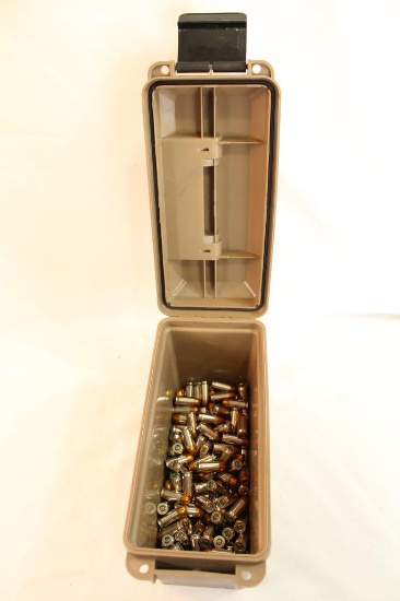 One brown plastic ammo box of 45 ACP JHP. Count 200.