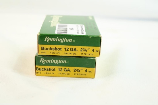Two boxes of Remington 12 ga #4 buck . Count 10.