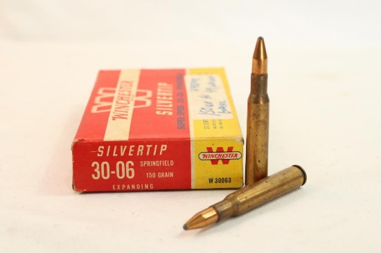 One box of Winchester 30-06 150 gr SPBT. Count 20.